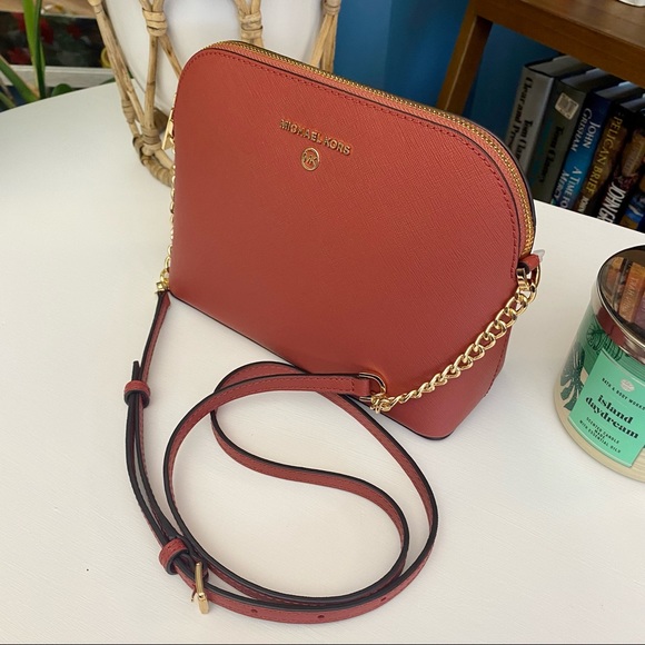 MICHAEL KORS Leather Bag Cindy Mini Dome Crossbody Terracota Color - Picture 2 of 16